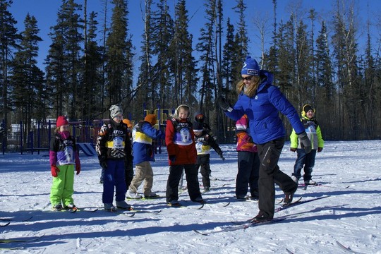 Beckie teaching some students from ACS